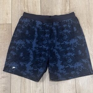 Fabletics The Fundamental Shorts Mens Medium 7" Blue Camo Active Workout